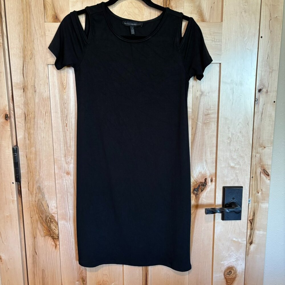 White House Black Market Cold Shoulder Black Knit Dress S 570195255